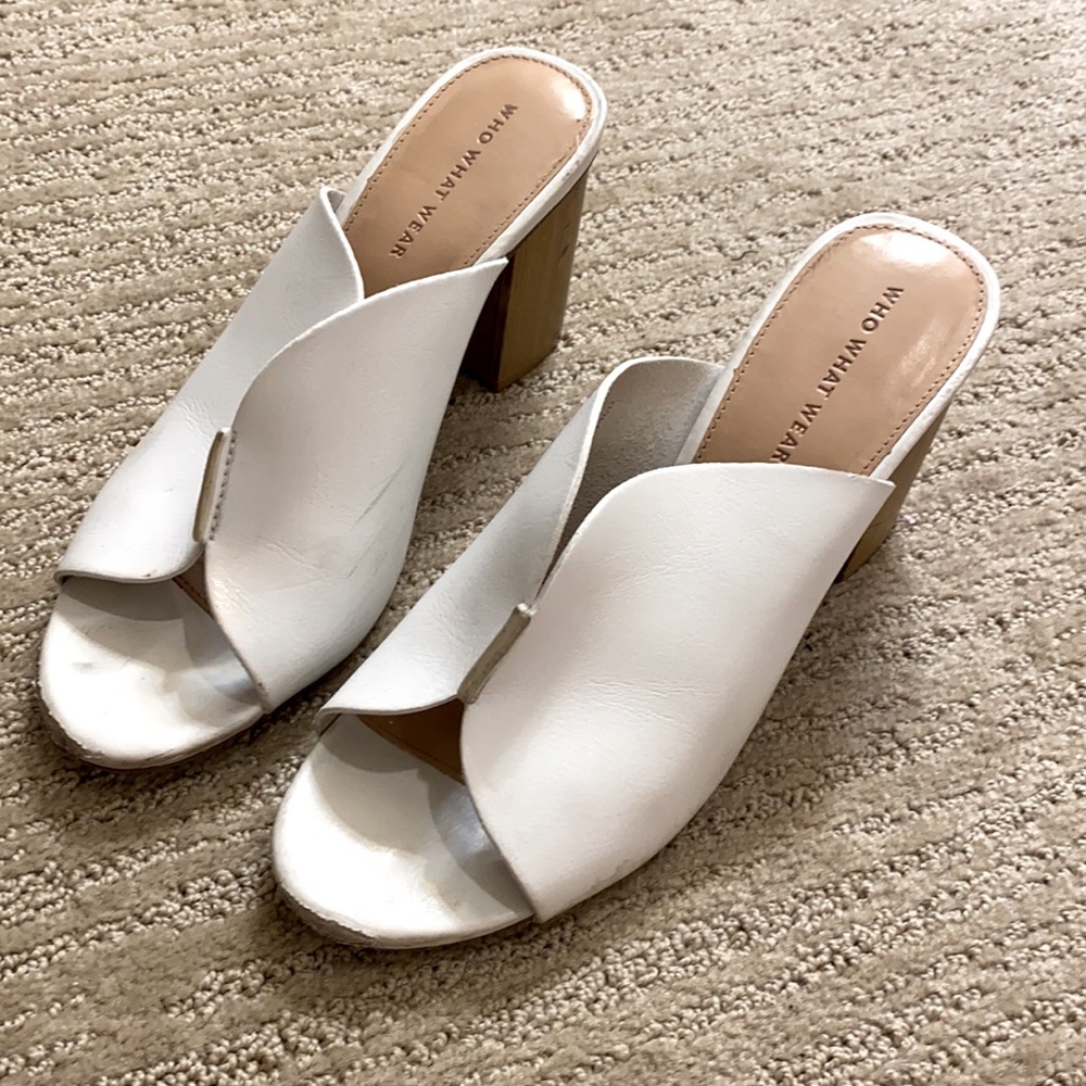 Who What Wear White Slip-On white mules